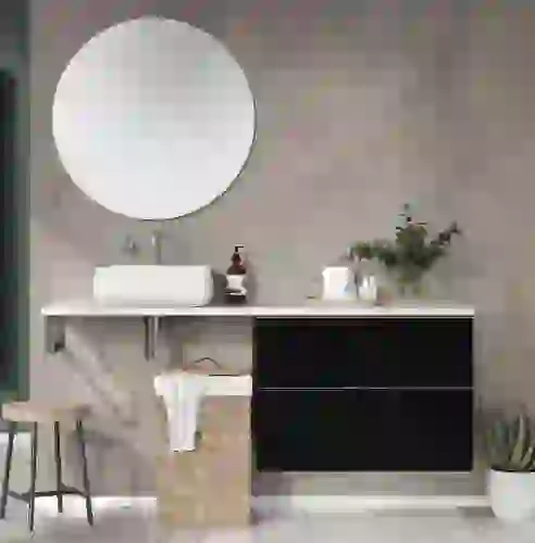 AREZZO design MONTEREY 60 cm-es alsószekrény 2 fiókkal szifonkivágás nélkül, matt fekete AR-168110