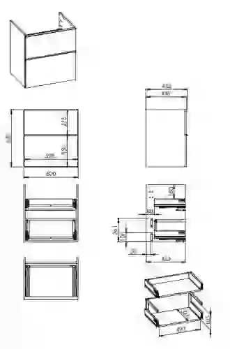 AREZZO design MONTEREY 60 cm-es alsószekrény 2 fiókkal szifonkivágás nélkül, matt fekete AR-168110